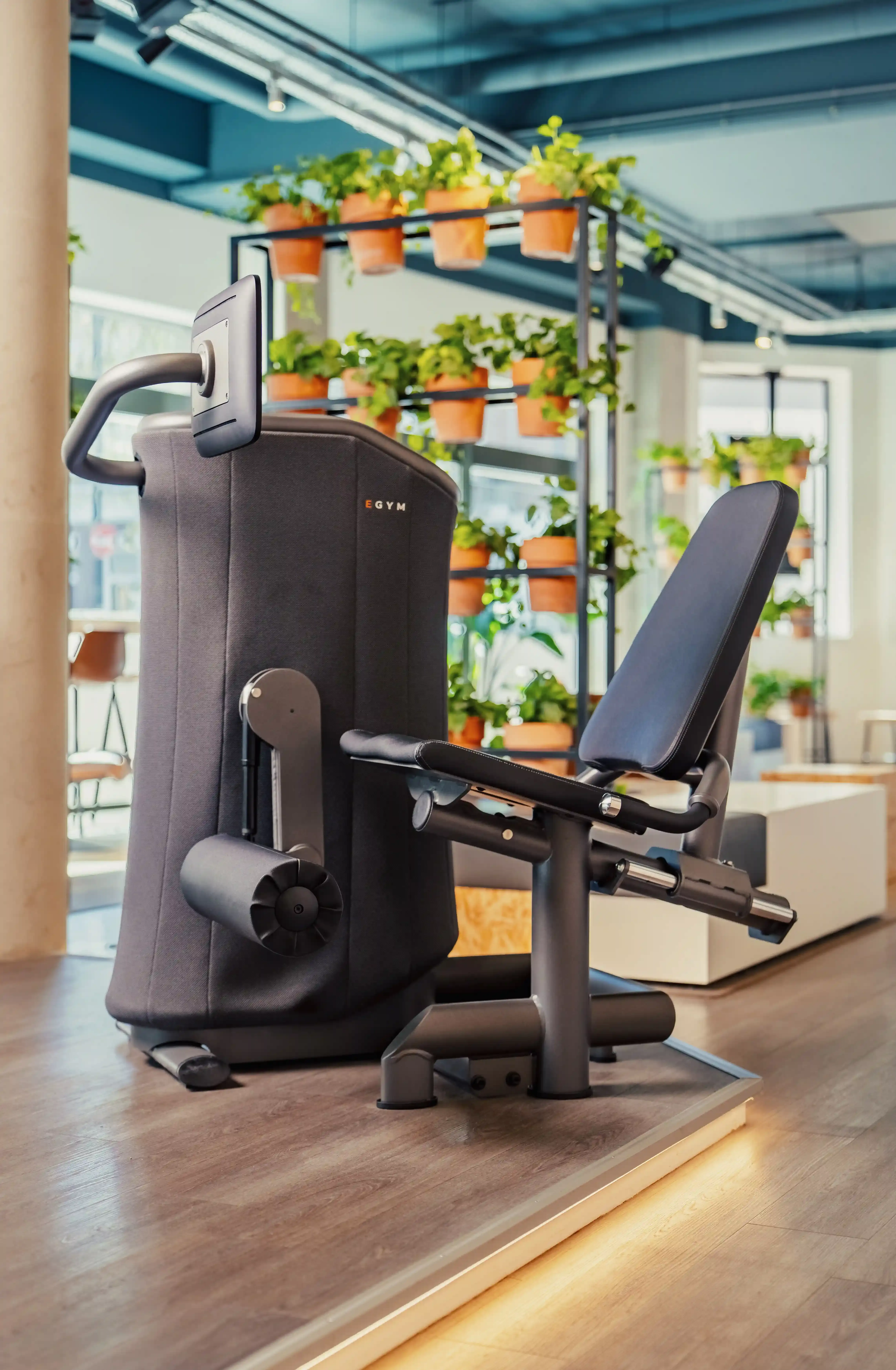 Detail van een krachttoestel in de studio van The Gym Society